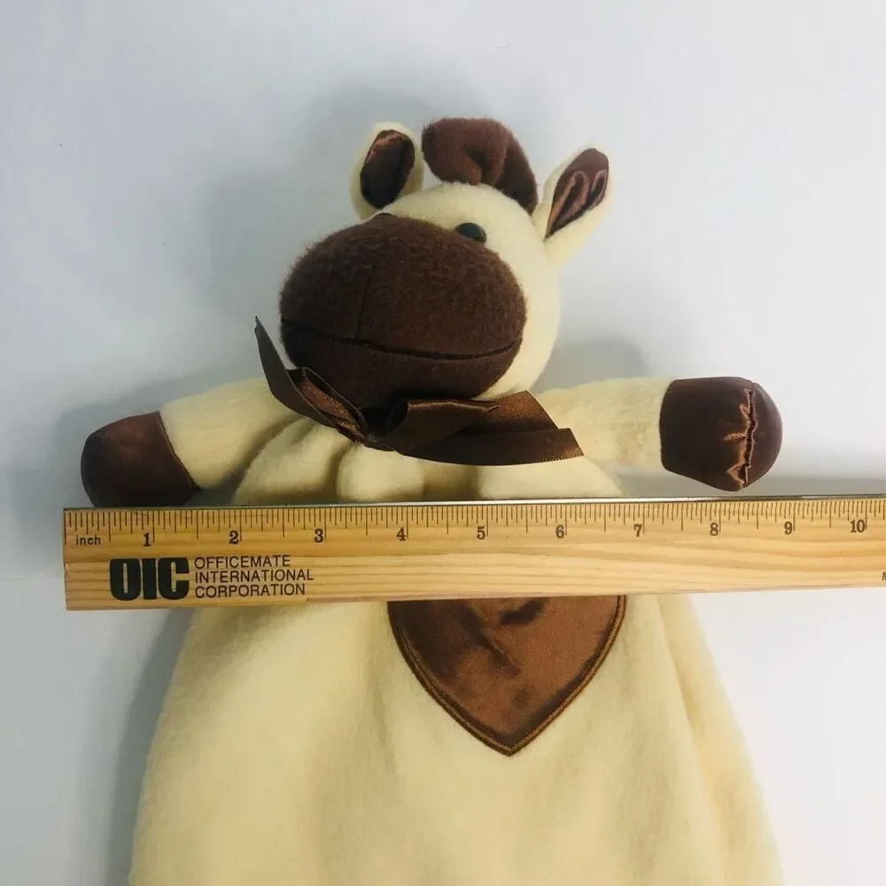 komet creations lovey‎ security blanket satin heart trim pony horse yellow brown
